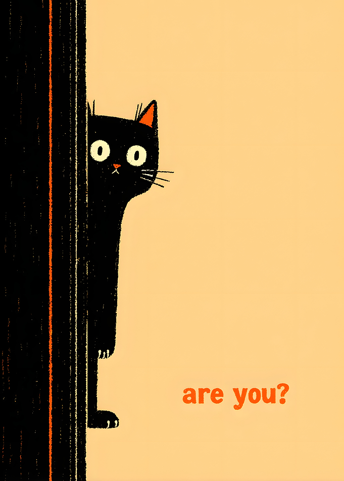 Curious Black Cat Peeking