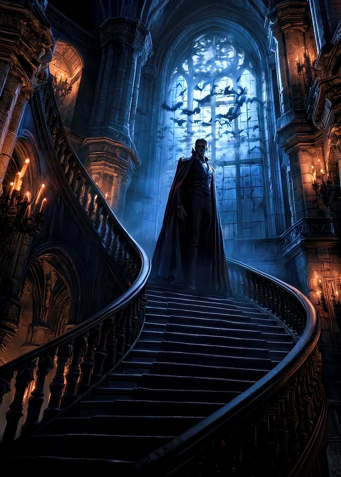 Vampire Lord on Gothic Staircase