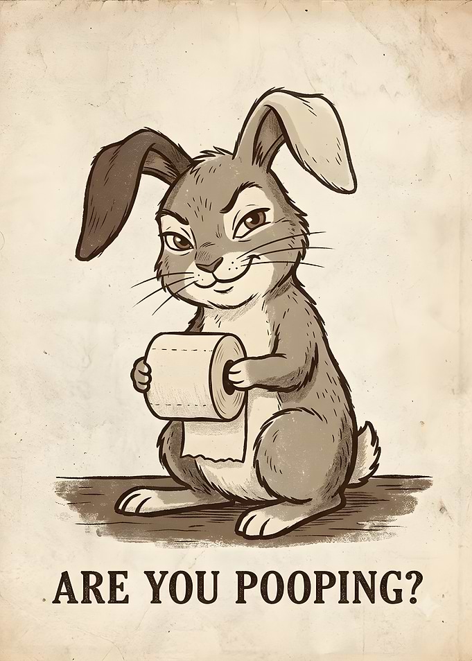 Funny Rabbit Toilet Paper Poster