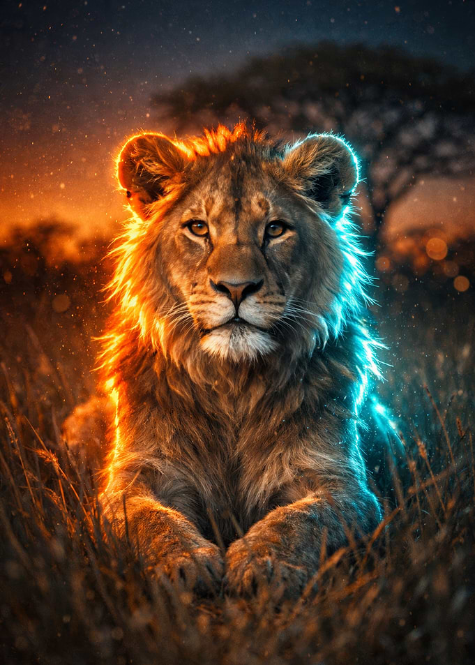 Majestic Lion with Dual Lighting