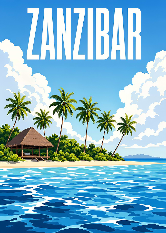 Zanzibar Tropical Beach Travel Poster