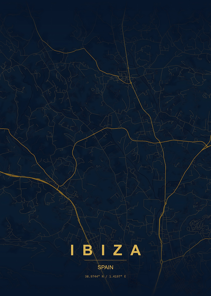 Minimalist Map of Ibiza Spain