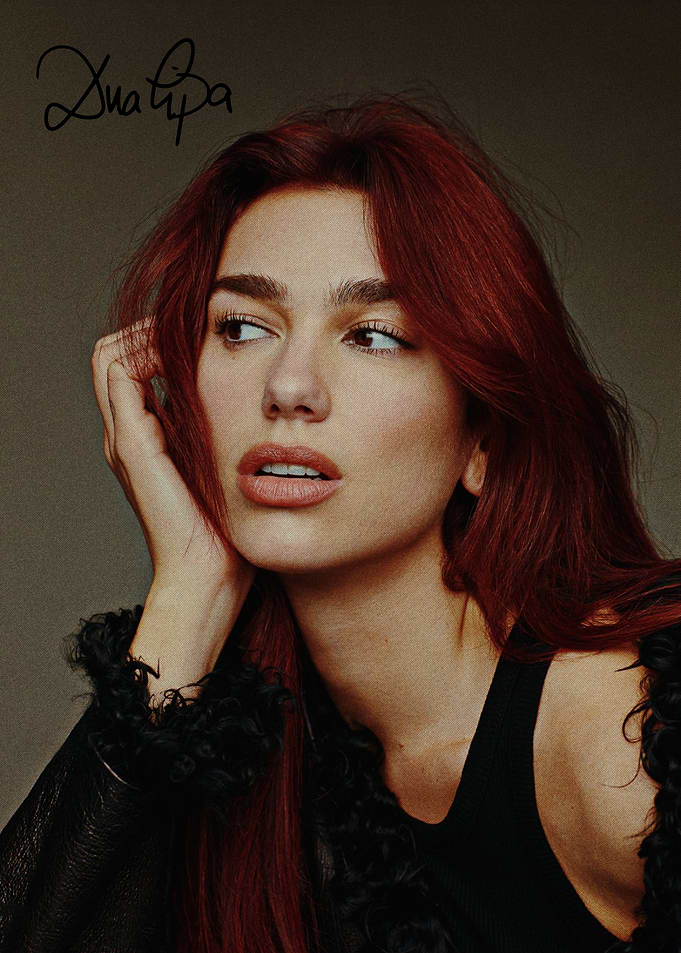 Dua Lipa Portrait with Red Hair
