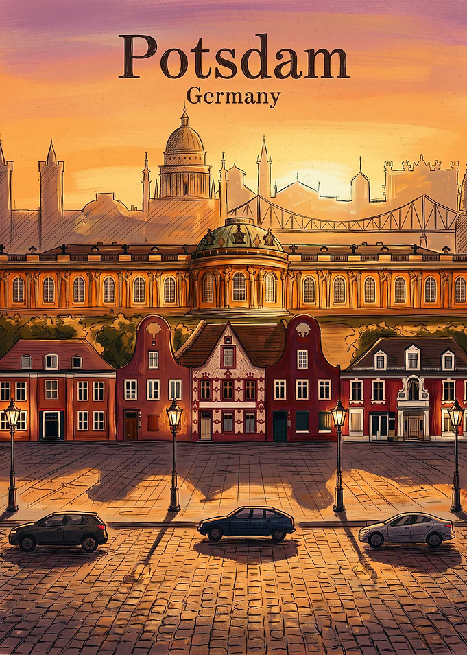 Potsdam Germany Travel Poster Illustration