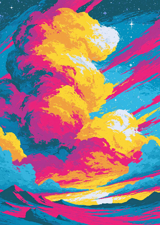 Vibrant Abstract Sunset Landscape