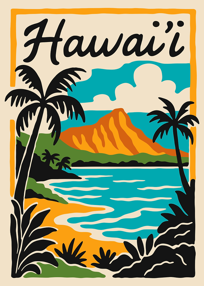 Vintage Hawaii Travel Poster Art