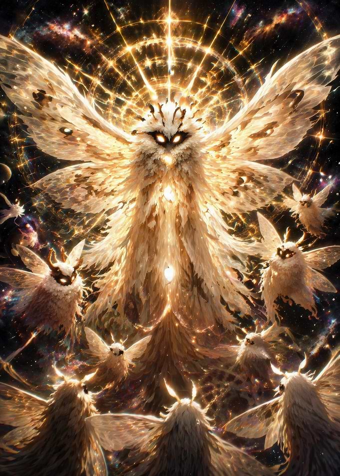 Celestial Moth Goddess and Followers