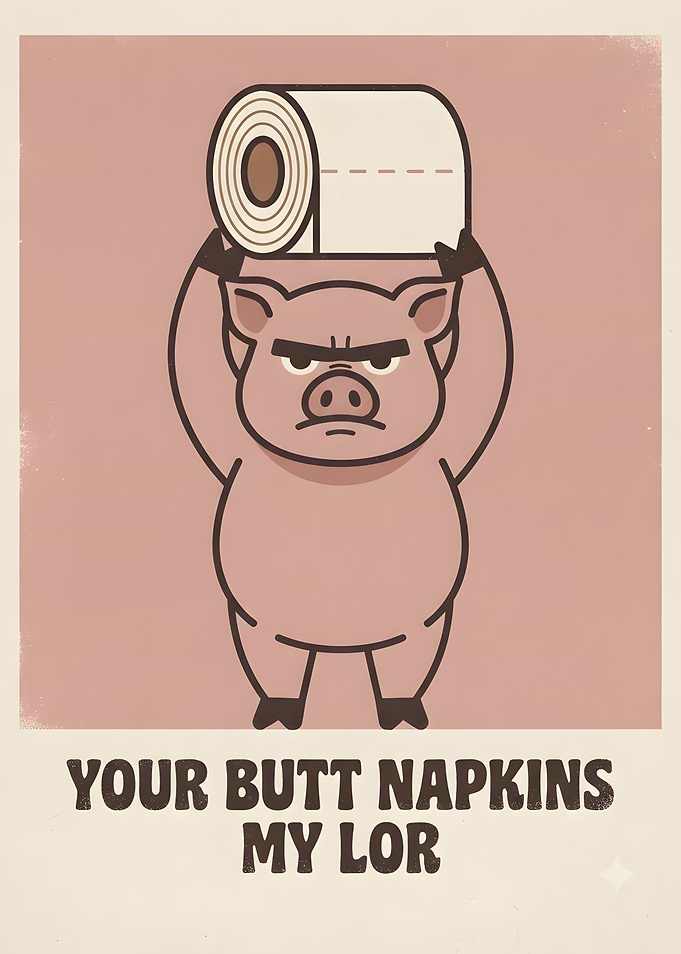 Funny Pig Toilet Paper Poster