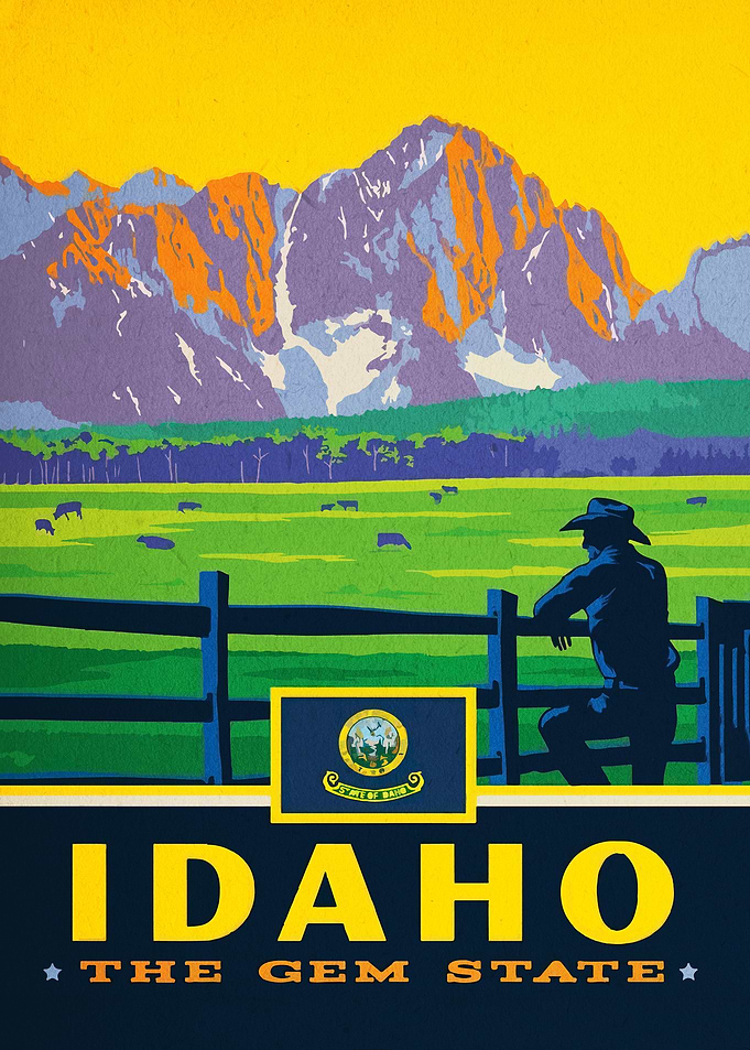 Vintage Idaho Travel Poster