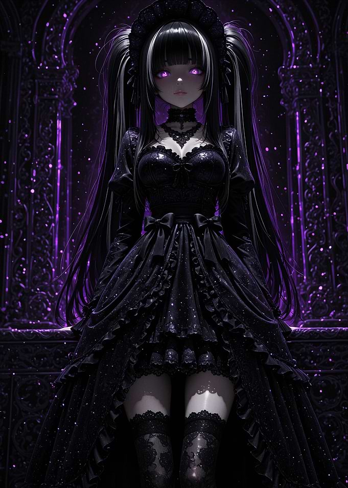 Gothic Lolita Girl in Purple Light