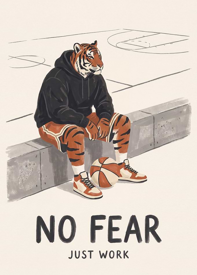 Tiger Basketball Player Motivational Poster