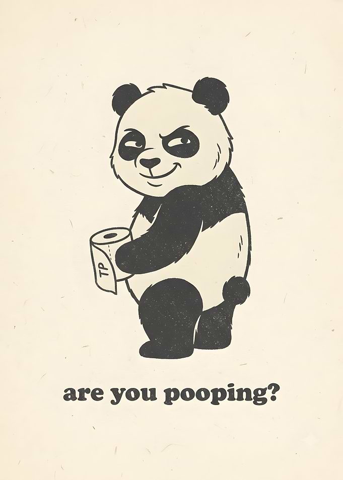 Funny Panda Toilet Paper Poster
