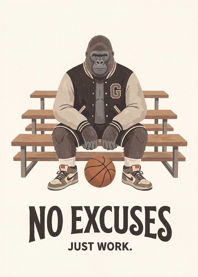 Gorilla Basketball Player Motivational Poster
