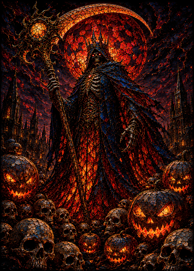 Grim Reaper with Jack-o'-lanterns