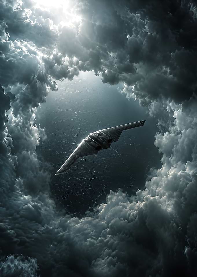 B-2 Spirit Stealth Bomber in Clouds
