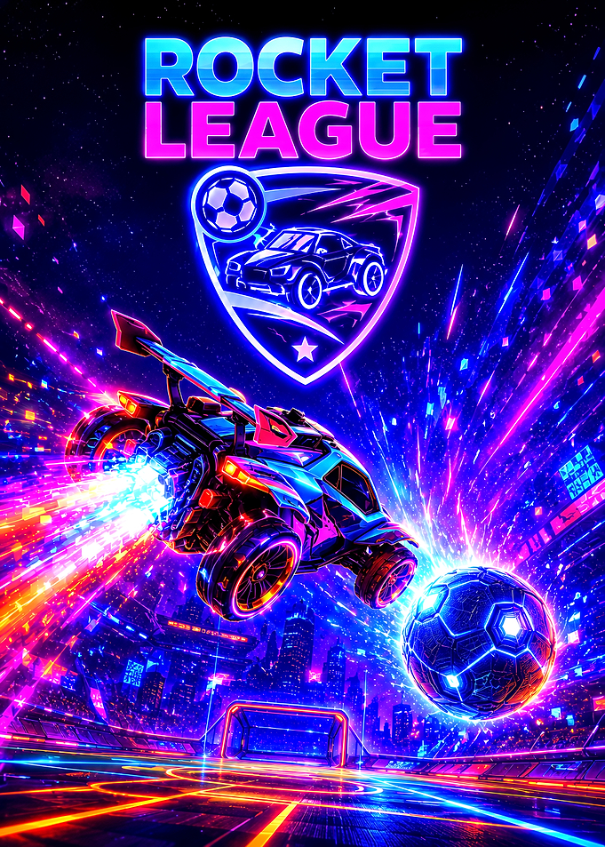 Rocket League Neon Gaming Poster