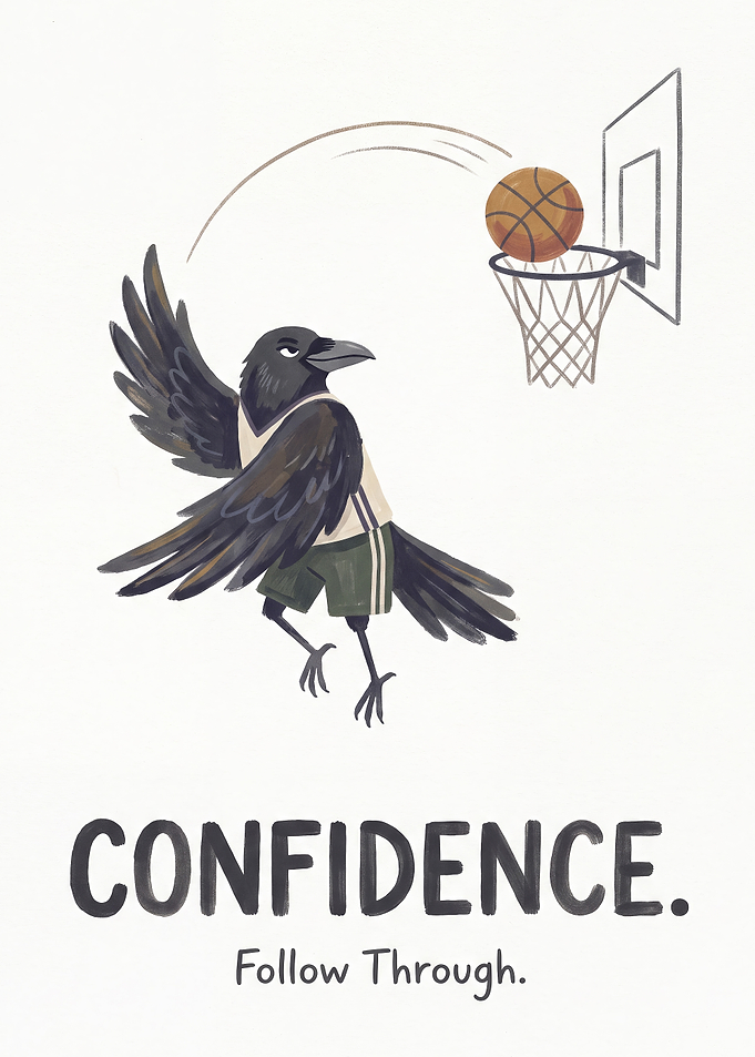 Crow Playing Basketball Inspirational Poster
