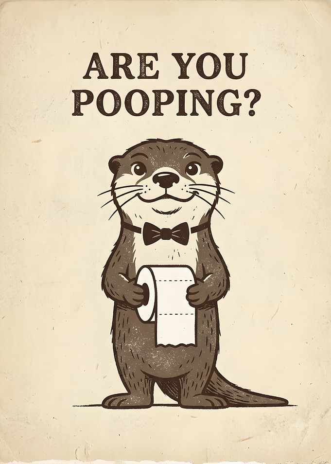 Funny Otter Bathroom Poster