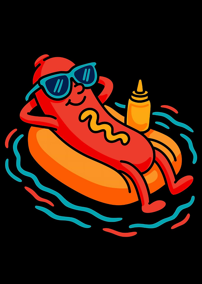 Cool Hot Dog Relaxing in Pool