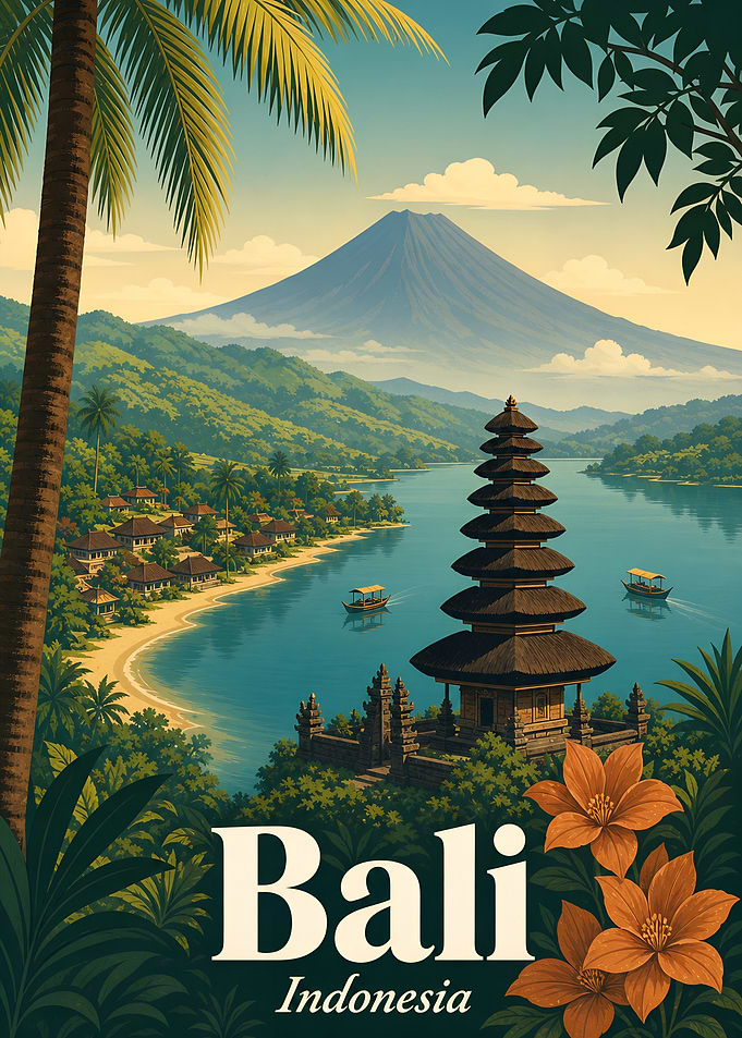 Vintage Bali Travel Poster