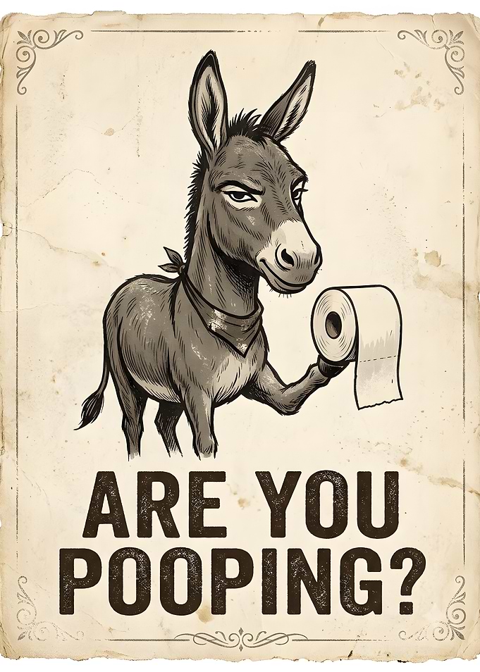 Funny Donkey Bathroom Wall Art
