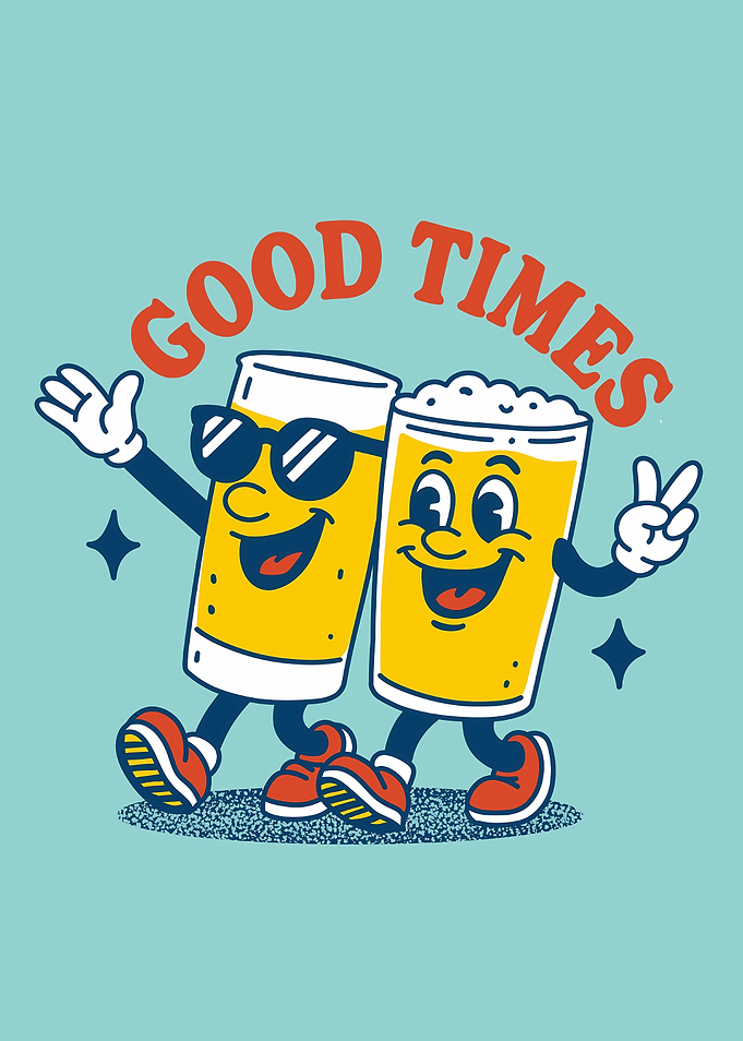Good Times Retro Beer Cartoon