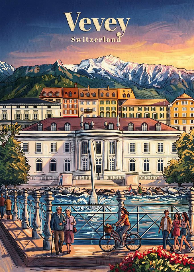 Vevey Switzerland Travel Poster