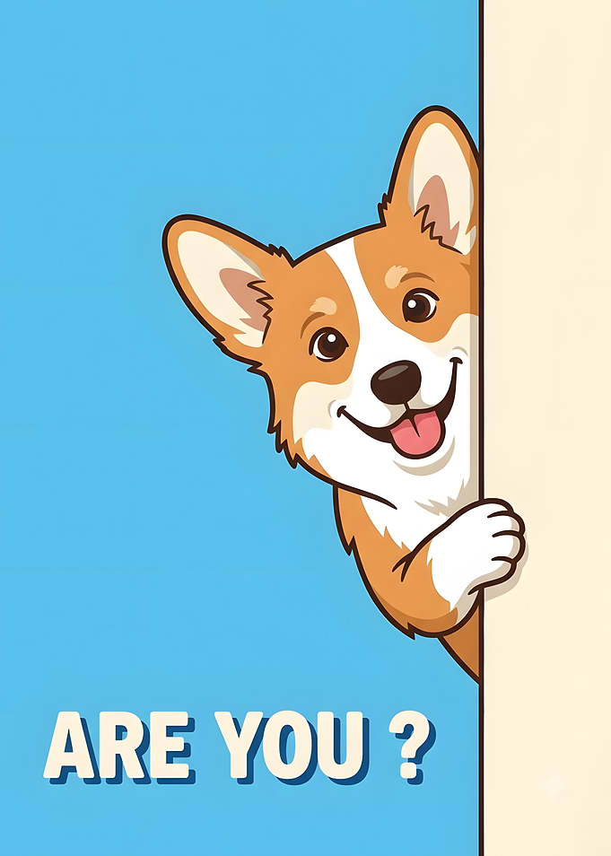 Cute Corgi Peeking Illustration