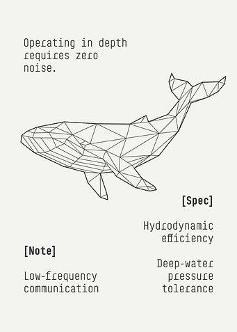 Geometric Whale Technical Blueprint Poster