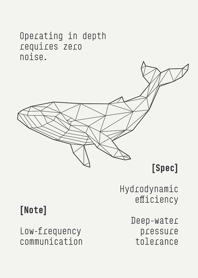 Geometric Whale Technical Blueprint Poster