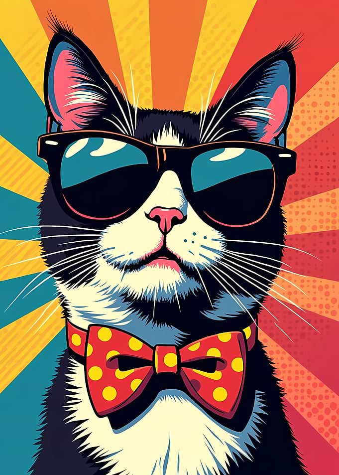 Cool Tuxedo Cat in Pop Art
