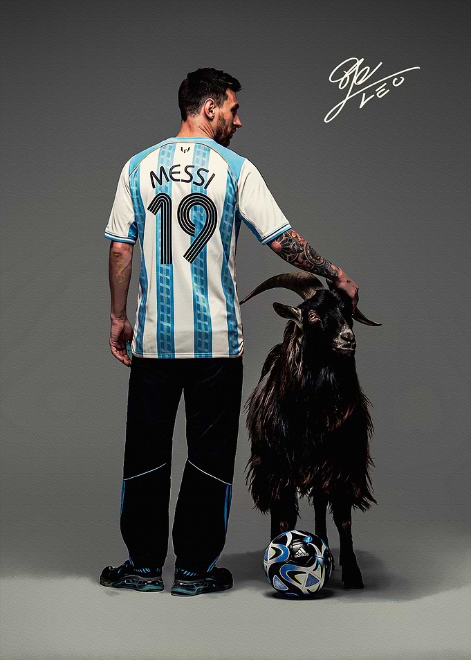 Lionel Messi with a Goat