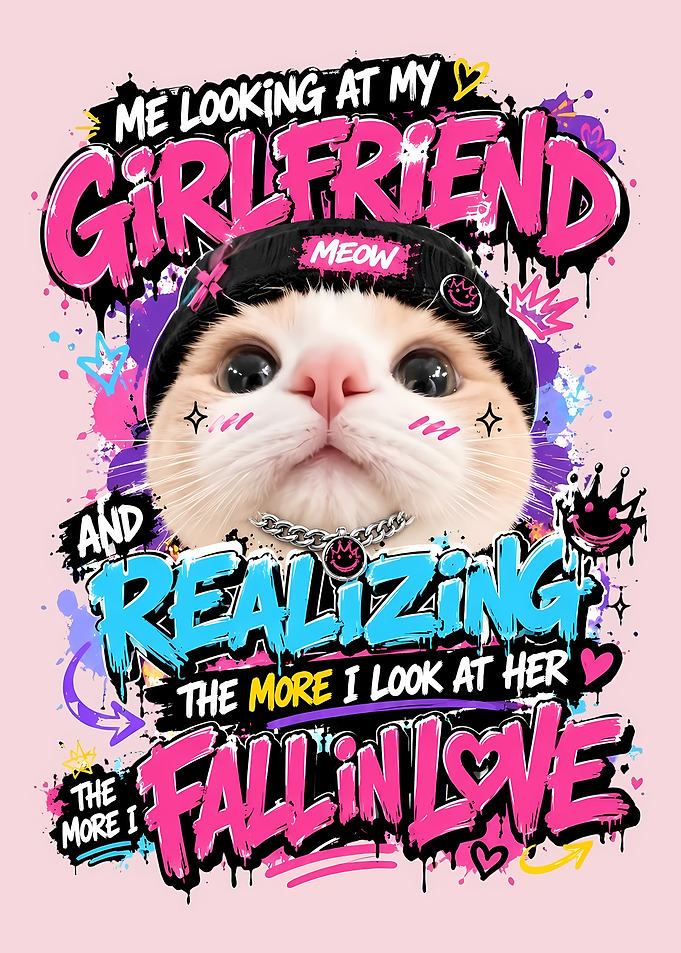 Cute Cat Graffiti Love Quote Design