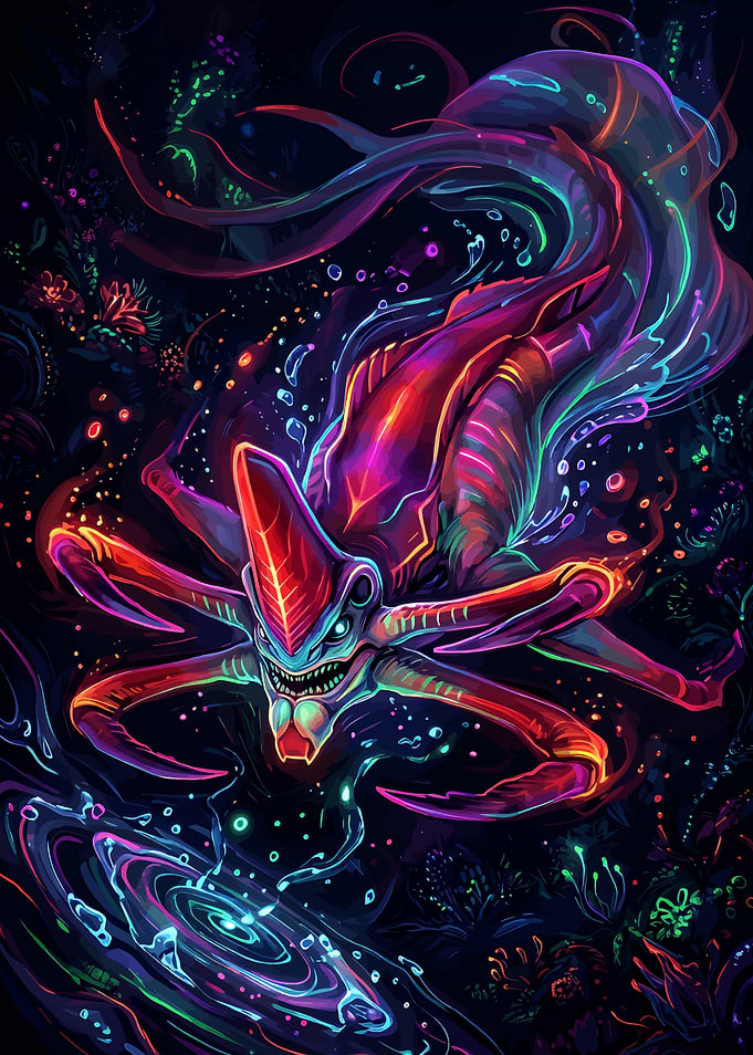 Neon Reaper Leviathan Subnautica Art