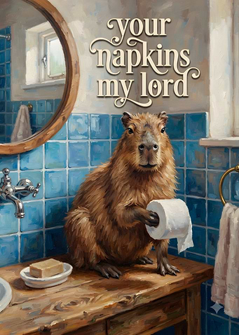 Capybara Holding Toilet Paper