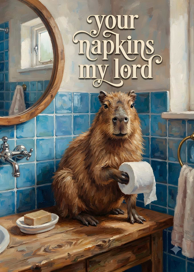 Capybara Holding Toilet Paper