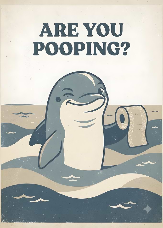 Funny Dolphin Toilet Paper Poster