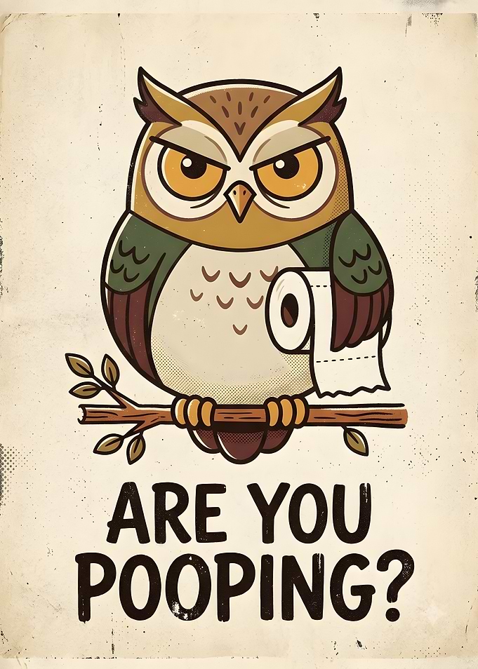 Funny Owl Bathroom Wall Art