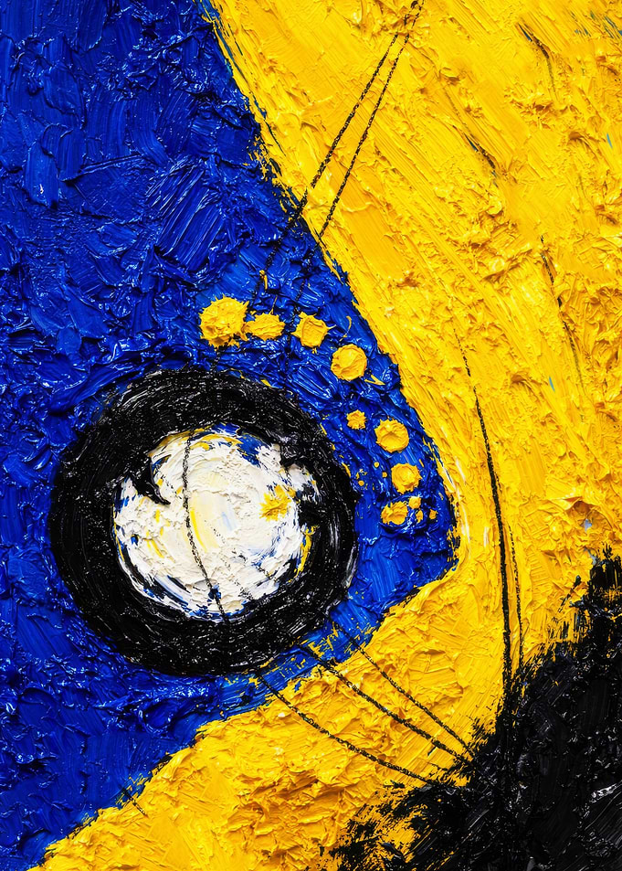 Abstract Oil Painting Blue and Yellow