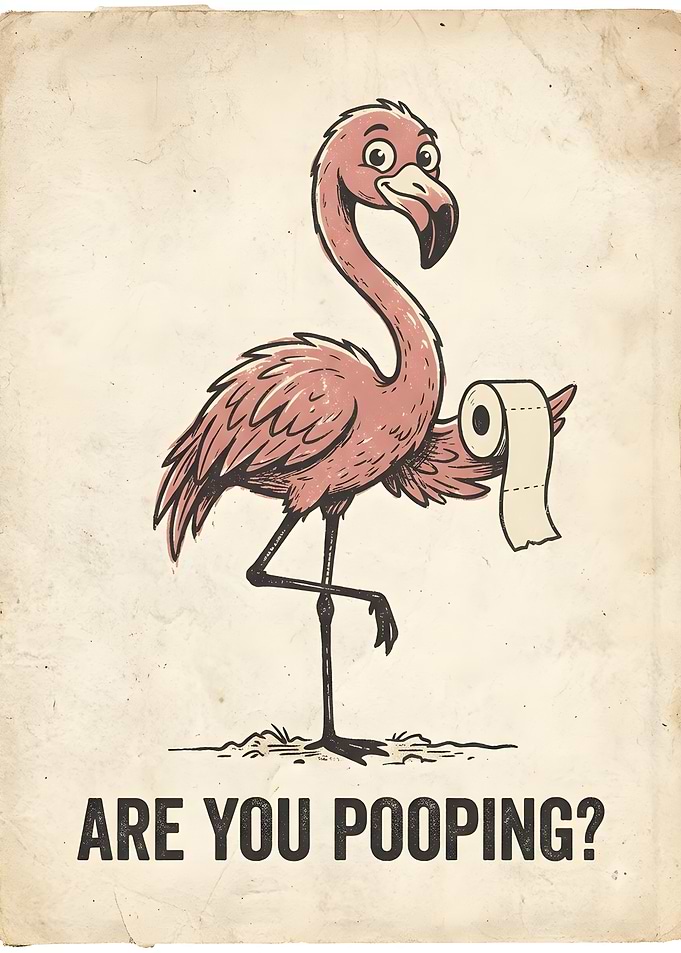 Funny Flamingo Toilet Paper Poster