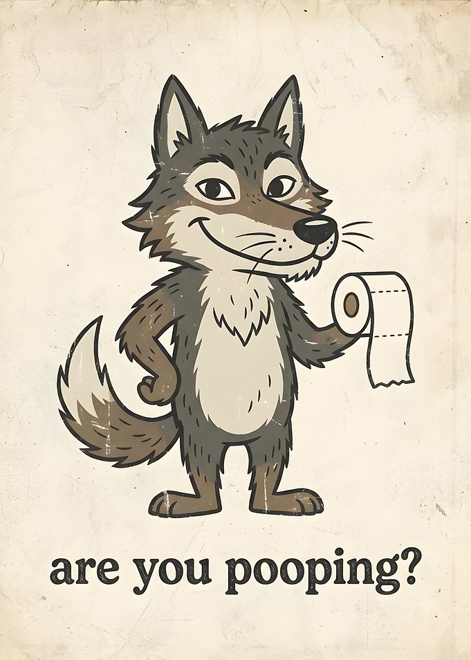 Funny Wolf Toilet Paper Poster