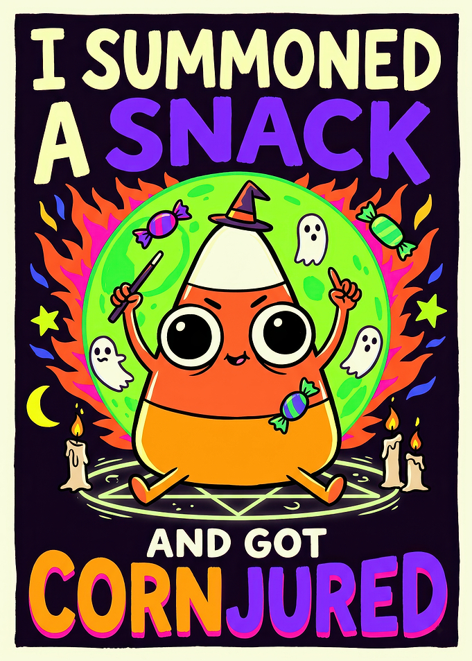 Funny Candy Corn Summoning Illustration
