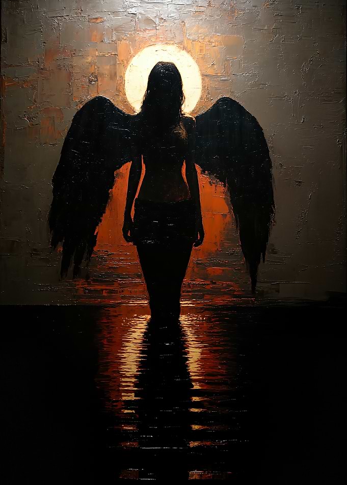 Angel in the Golden Circle of Dusk
