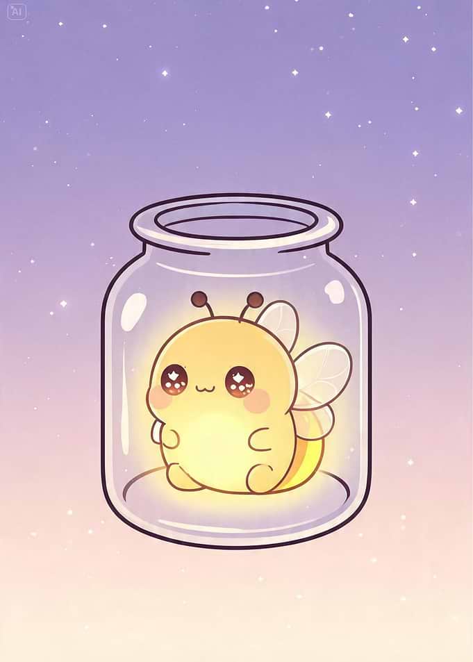 Cute Kawaii Bee in a Jar