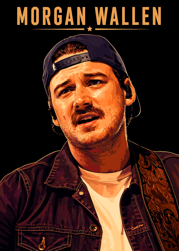 Morgan Wallen Digital Portrait Poster