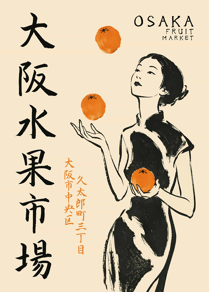 Osaka Fruit Market Vintage Poster