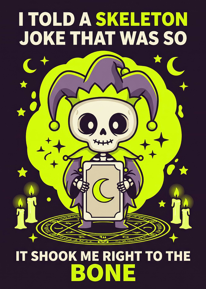 Funny Skeleton Jester Joke Illustration