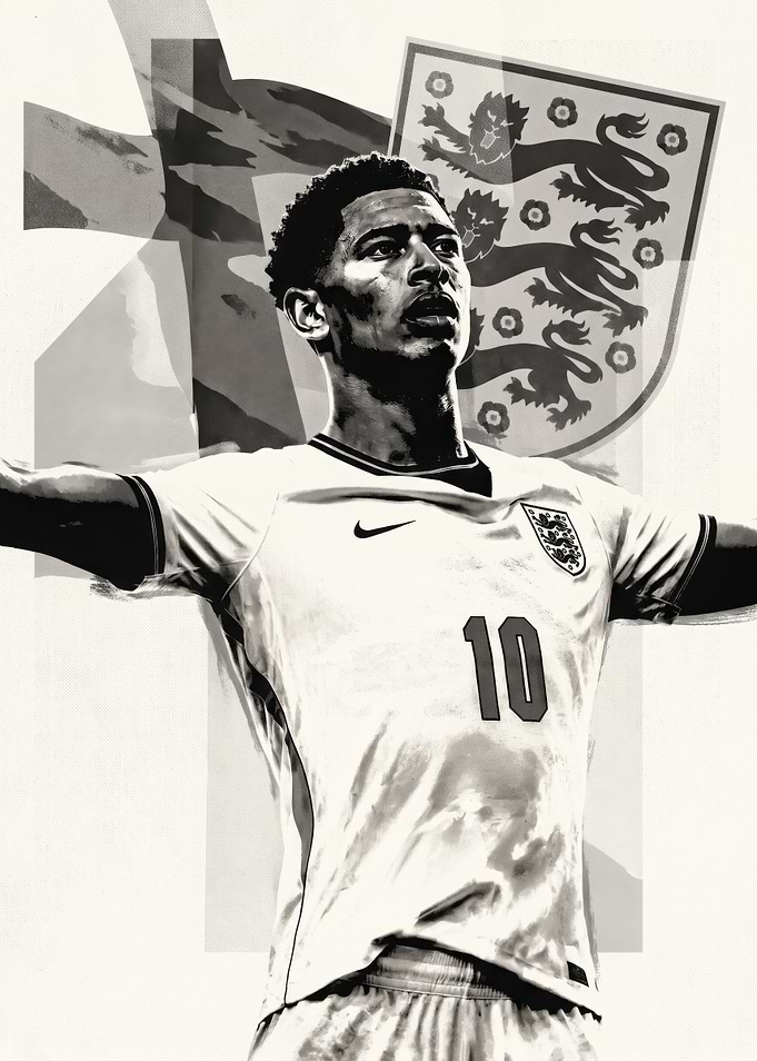 Jude Bellingham England Football Poster