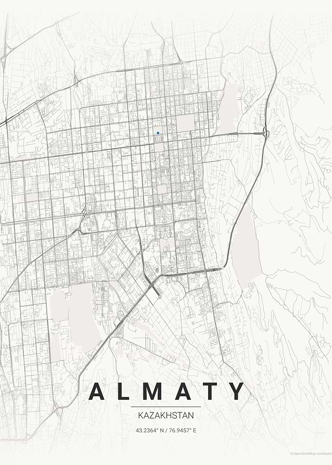 Minimalist Almaty City Map Poster