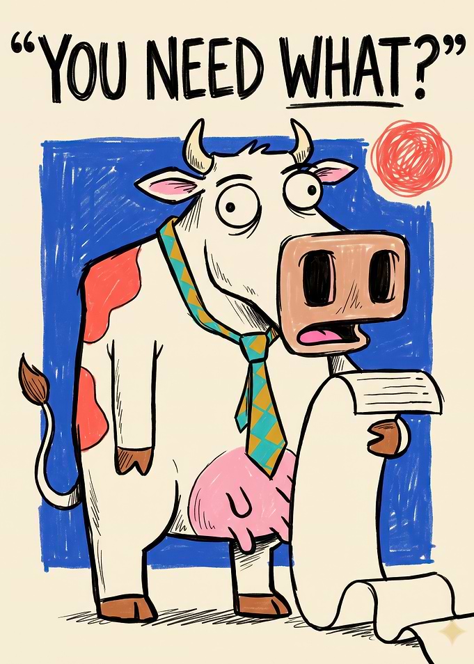 Funny Cow With Long List